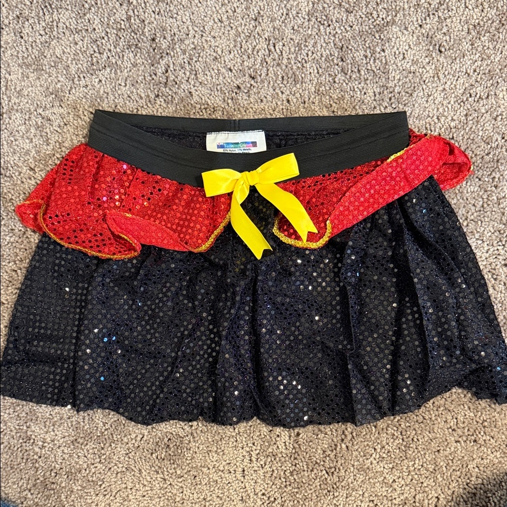Sequin Black and Red Skirt with Yellow Bow RunDisney